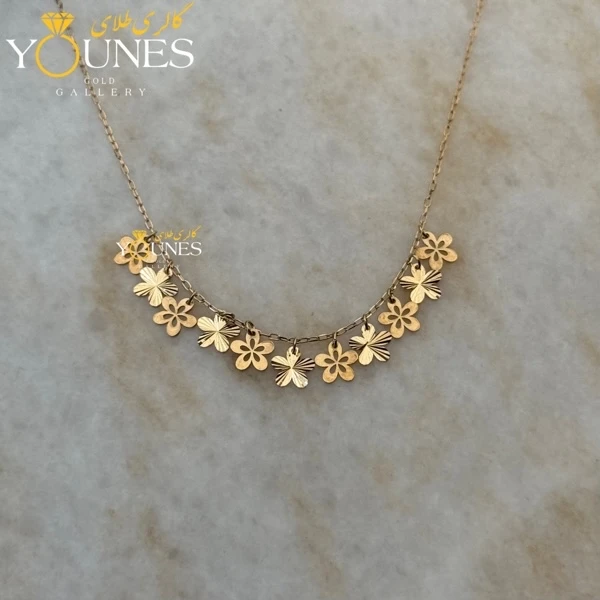 گردنبند طلا گلی پنج پر